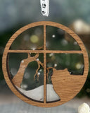 Long Hair Cat Breed Snowy Window Ornament / Cat Christmas Ornament
