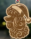 Customizable Dog Breed Ornaments - Festive Santa Hat Designs on Maple Plywood