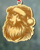 Customizable Dog Breed Ornaments - Festive Santa Hat Designs on Maple Plywood