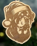 Customizable Dog Breed Ornaments - Festive Santa Hat Designs on Maple Plywood
