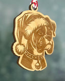 Customizable Dog Breed Ornaments - Festive Santa Hat Designs on Maple Plywood