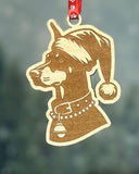 Customizable Dog Breed Ornaments - Festive Santa Hat Designs on Maple Plywood