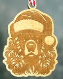 Customizable Dog Breed Ornaments - Festive Santa Hat Designs on Maple Plywood