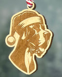 Customizable Dog Breed Ornaments - Festive Santa Hat Designs on Maple Plywood