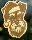 Customizable Dog Breed Ornaments - Festive Santa Hat Designs on Maple Plywood