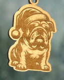 Customizable Dog Breed Ornaments - Festive Santa Hat Designs on Maple Plywood