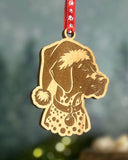 Customizable Dog Breed Ornaments - Festive Santa Hat Designs on Maple Plywood
