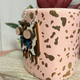 3D Skinny Cow Hand Painted Wood Earrings