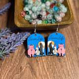 Farm Animal Hand-Painted 3D Wood Earrings