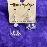 Easter Bliss: Clear Acrylic Bunny Earrings with Engraved Delight – Hop into Style!