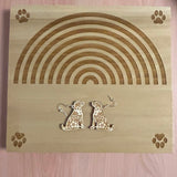 Engraved Flower Dog Hand Painted Wood Earrings