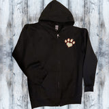 Glitter and Rhinestone Paw Prints Full Zip Sweatshirt