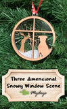 Pitbull Breed Snowy Window Ornament / 3D Dog Christmas Ornament