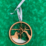 Aussie Breed Snowy Window Ornament / Dog Christmas Ornament