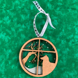 Aussie Breed Snowy Window Ornament / Dog Christmas Ornament
