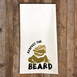 Respect the Beard / Bearded Dragon Tea Towel / Bearded Dragon Themed Flour Sack Cotton Kitchen Towel - Mydeye