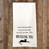 I'll be Watching You Cat Tea Towel / Cat Themed Flour Sack Cotton Towel