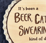 Bottle Cap Wall Hanging / Beer Cat and Swearing Kind of Day