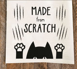 Made From Scratch Tea Towel / Cat Themed Flour Sack Cotton Towel