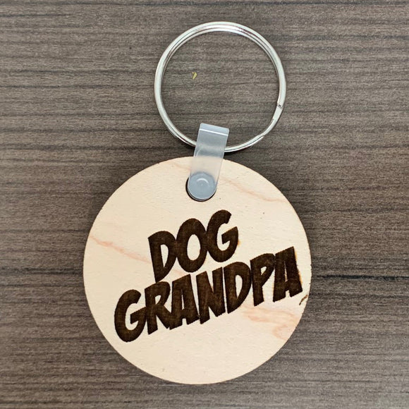 Dog Grandpa Engraved Wood Keychain