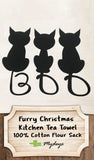 Black Cat Boo Tea Towel / Dog Themed Halloween Flour Sack Cotton Towel