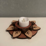 Tealight Holder - Leaf and Paw Print Motif
