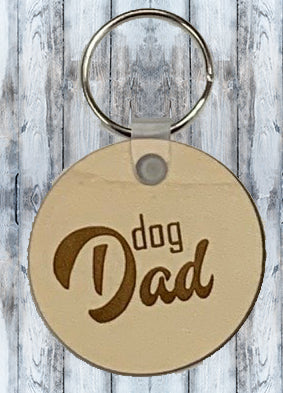 Dog Dad Engraved Wood Keychain
