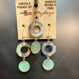 Mother of Pearl Cat Themed Earring & Pendant Set