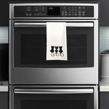 Black Cat Boo Tea Towel / Dog Themed Halloween Flour Sack Cotton Towel