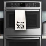 Seasoned with Love and Cat Hair Tea Towel / Cat Themed Flour Sack Cotton Towel
