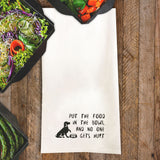 Put the Food in the Bowl Tea Towel / Dog Themed Flour Sack Cotton Towel