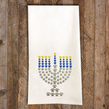 Paw Print Menorah Hannukah Tea Towel / Dog Themed Flour Sack Cotton Towel