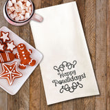 Happy Pawlidays Tea Towel / Dog Themed Flour Sack Cotton Towel
