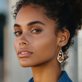 Earrings - Wood Mosaic Cat Earrings with Butterfly Charm – Sterling Silver Hooks 🐱🦋