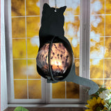 Cat-Shaped Wood Lantern with Spooky Soul Hands Belly – A Creepy Touch for Your Halloween Home!