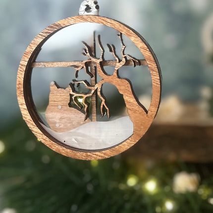 Short Hair Cat Breed Snowy Window Ornament / Cat Christmas Ornament