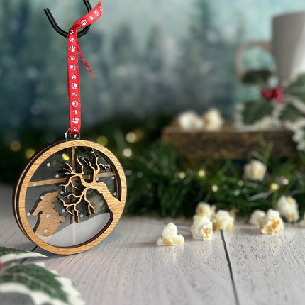 Dachshund Breed Snowy Window Ornament / 3D Dog Christmas Ornament