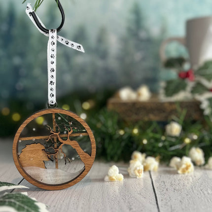 Personalized Newfoundland (Newfie) Snowy Window Ornament – 3D Engraved Dog Christmas Ornament
