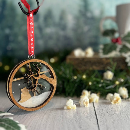 Bombay Cat Breed Snowy Window Ornament / Cat Christmas Ornament