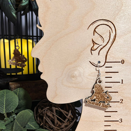 Bearded Dragon Halloween Earrings | "Bearded Bite" Engraved Wood