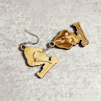 Ghost Hound Dog Earrings | "BoooHound" Engraved Wood Halloween