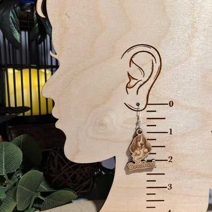 Ghost Hound Dog Earrings | "BoooHound" Engraved Wood Halloween