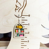 Cozy Bookshelf Earrings with Sleeping Cat – Hand-Painted with Sterling Silver Hooks