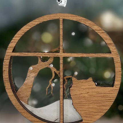 Personalized Long Hair Cat (Domestic Longhair) Snowy Window Ornament – 3D Engraved Cat Christmas Ornament