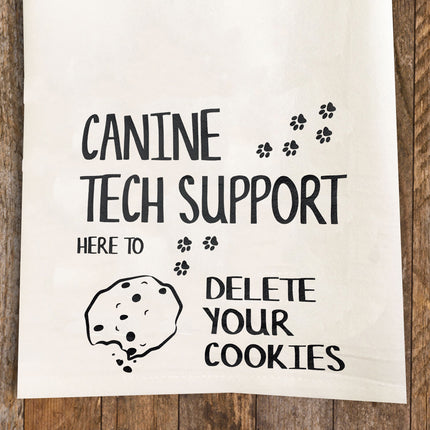 Canine Tech Support Tea Towel / Dog Themed Flour Sack Cotton Towel
