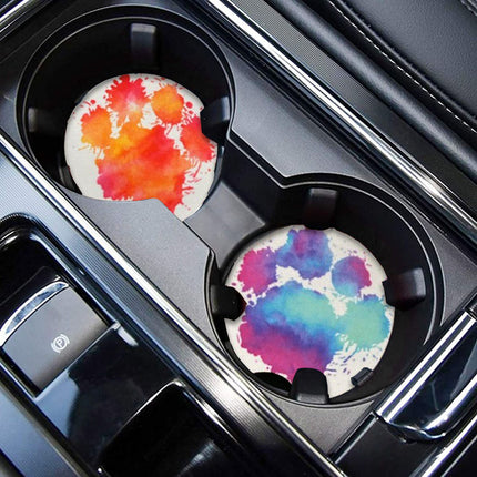 Paw-sitively Stylish Neoprene Car Coasters: Vibrant Paint Splatter Design for Pet Lovers