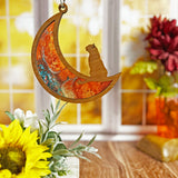 Wood & Stained Glass Cat on the Moon Sun Catcher - Perfect for Kitty Lovers!