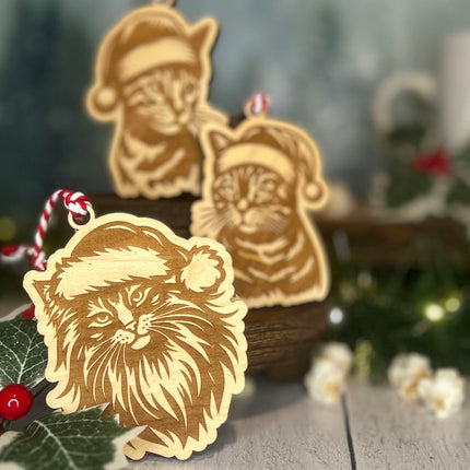 Purr-fectly Personalized Cat Breed Christmas Ornaments - Engraved Maple Plywood