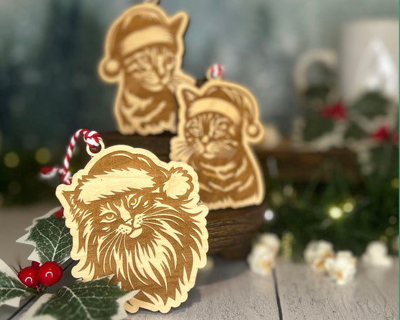 Purr-fectly Personalized Cat Breed Christmas Ornaments - Engraved Maple Plywood