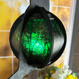Cat-Shaped Wood Lantern with Stained Glass Belly – A Whimsical Touch for Your Home!